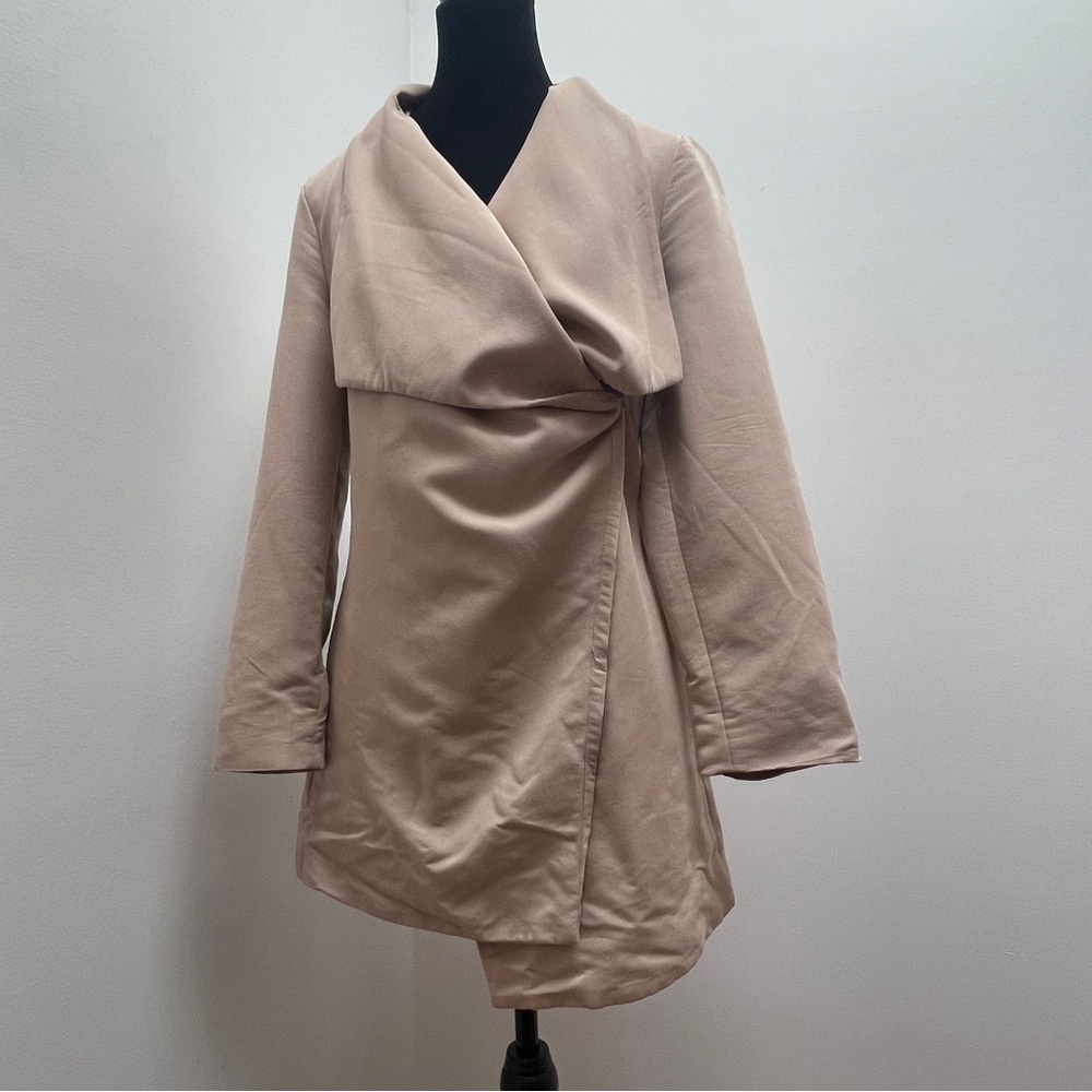 Divided- Cream Tan Khaki Asymetrical Lightweight Wrap Jacket Size 2 Fall